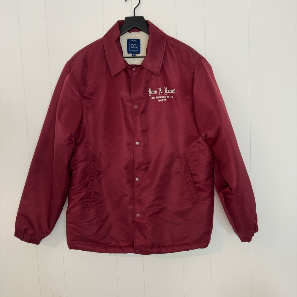 Burgundy Coach Jacket with Embroidery